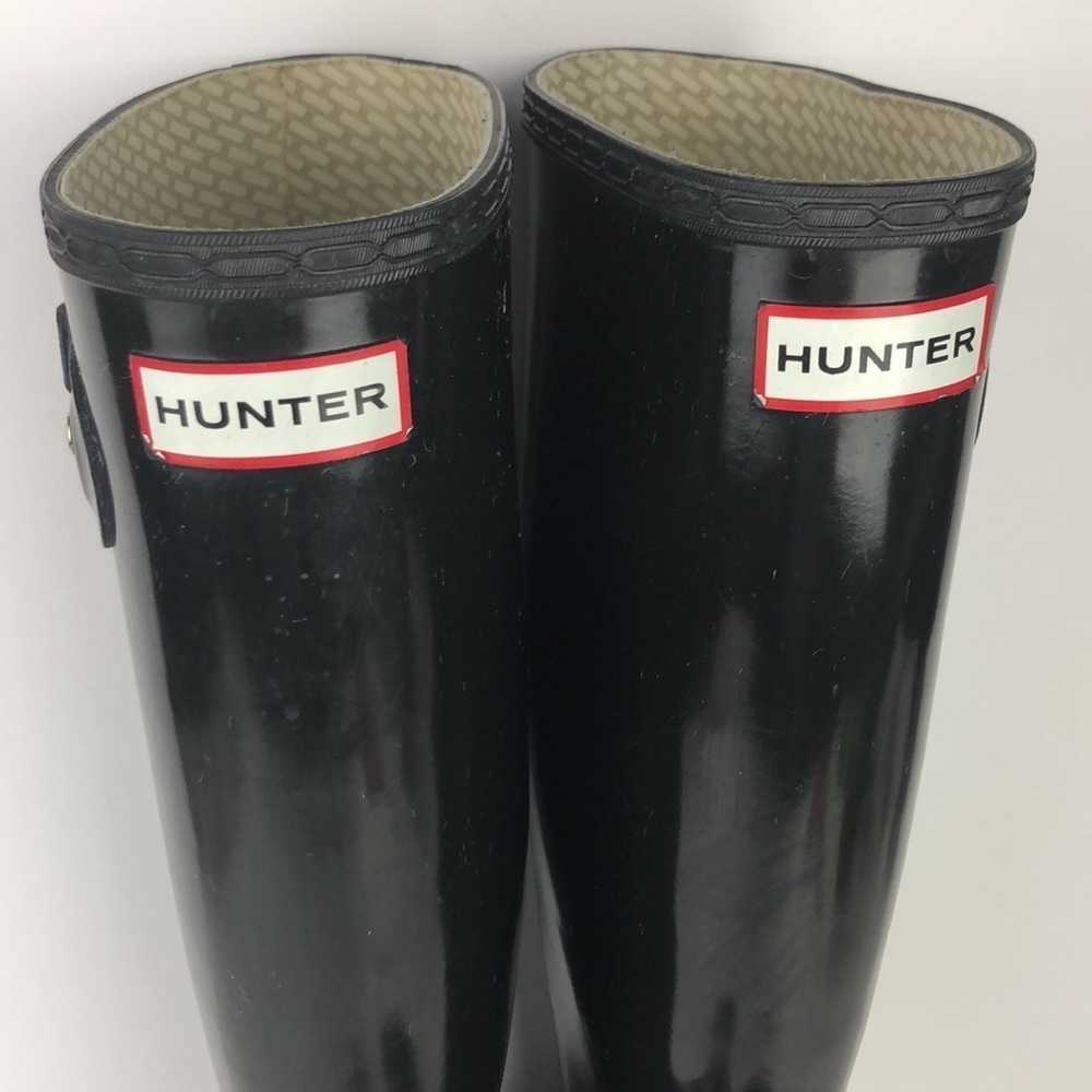 Hunter Original Tall Black Gloss Pull On Rain Boots - Picture 8 of 16